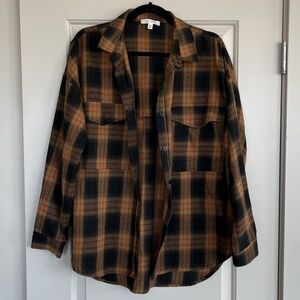 12th Tribe Brown and Black Plaid Button Down Shirt